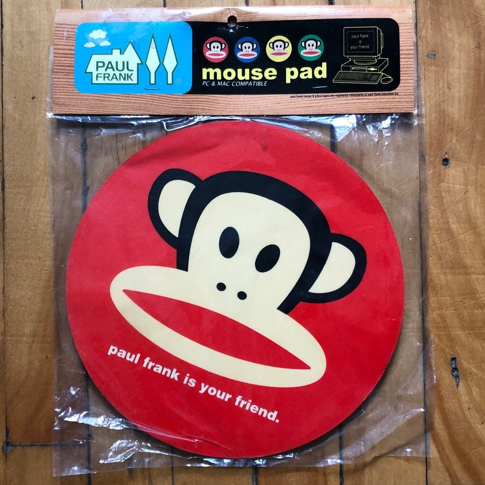 Rare! Vintage Y2K Paul Frank Red Julius Monkey Round Mouse Pad - New in package!